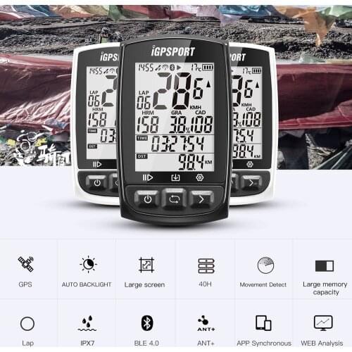 IGS50E 40 Hours Long Battery Life Gps Sport Bike Bicycle Cycle Computer Workable With ANT+ for Speed Cadence Heart Rate