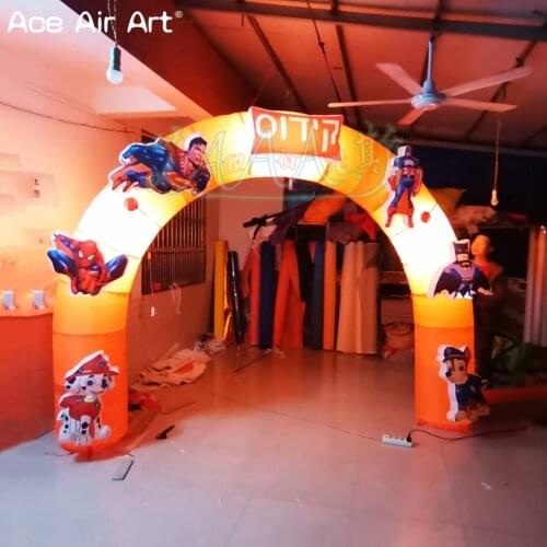 Customized party arch inflatable cartoon archway with model and lighting bubles for decoration
