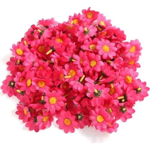 100Pcs Artificial Flower Head Sunflower Home Decor Faux Silk Flower Scrapbooking Craft Simulated Bouquet Garden Decoration
