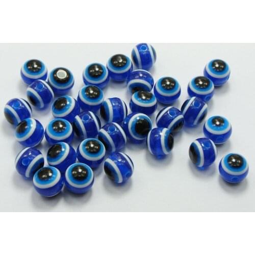 200 Royal Blue Acrylic Kabbalah Evil Eye Ball Round Beads 6mm (1/4")