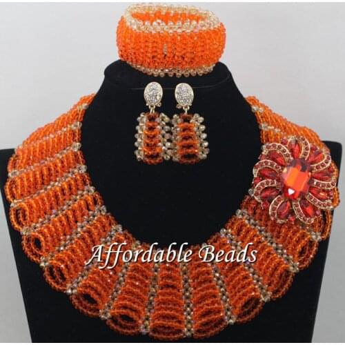 Fashion Gold Jewelry Sets For Women Pretty Beads African Set Rare Style Handmade Free Shipping NCD042