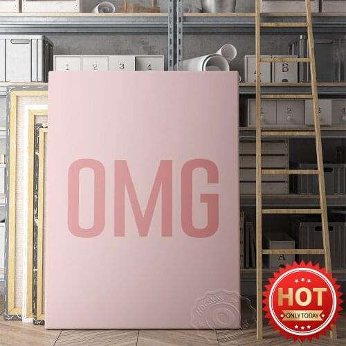 Letter OMG Text Typography Art Print Poster, Pink Font Design Wall Hanging Picture, Modern Minimalist Canvas Painting Home Decor