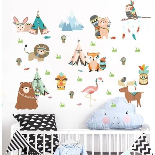 Wild Animal Wall Sticker Home Decoration Mural Art Wallpapaer Cartoon Plane Diy Kindergarden Decor Poster For Kids Rooms
