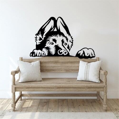 German Shepherd Dog Head Wall Sticker For Bedroom Pet Salon Baby Nursery Pet Animal Wall Decal Living Room Vinyl Decor ph532