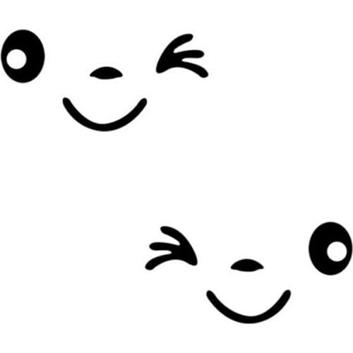 10-100pairs 19*7cm Creative Lovely SMILING FACE Reflective Car Stickers Funny Car Stickers Rearview Mirror Decals