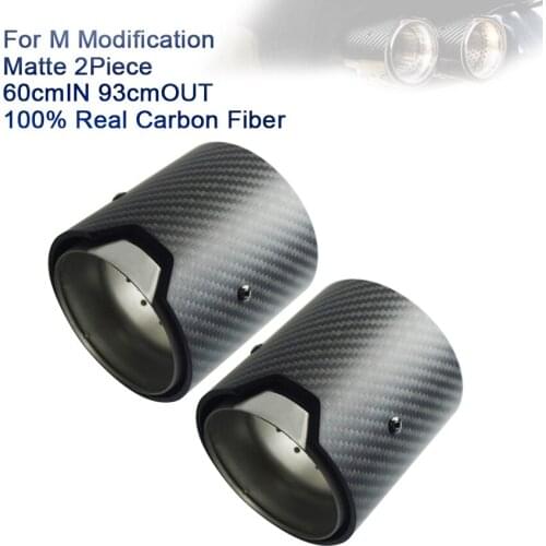 2 Pieces 60MM IN 93MM OUT Carbon Fiber Exhaust tip for M Performance exhaust pipe