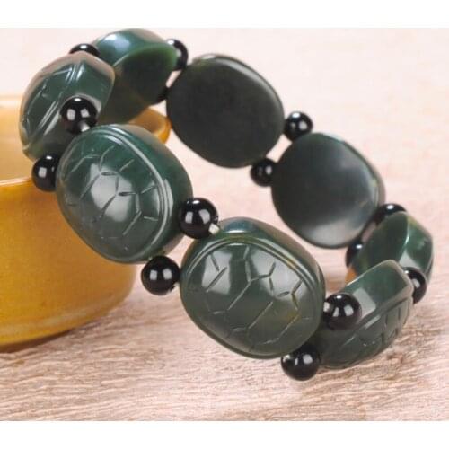 Natural He tian Qing yu Turtle shell Jade Bracelet Jewelry Exorcise evil spirits Auspicious Amulet Jade Bracelet Fine Jewelry