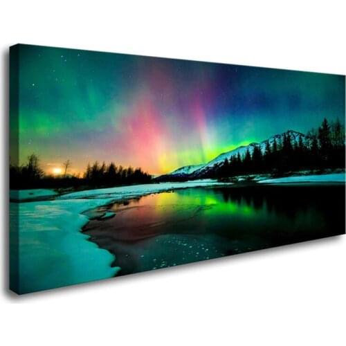 New 5D Full Square Round Drill Diamond Embroidery Wall Art Aurora Scenery Mosaic Diy Diamond Painting Wedding Decorations DF208