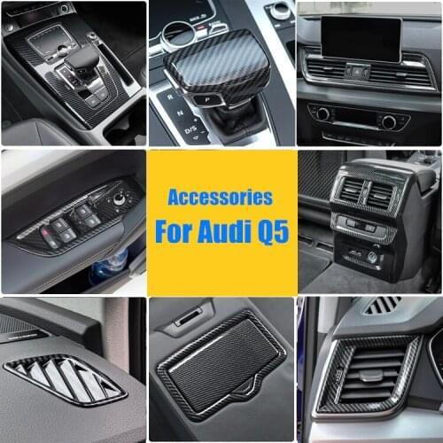 World Datong Accessories for Audi Q5 2018-2020 Carbon Fiber Grain Accessories Interior ABS Decroation Cover Trim