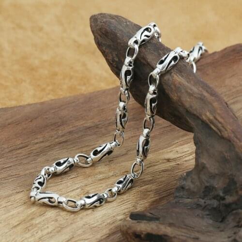Fashion S925 Sterling Silver Retro Thai Silver Vintage Style Hollow Bamboo Handmade Men And Women Necklace