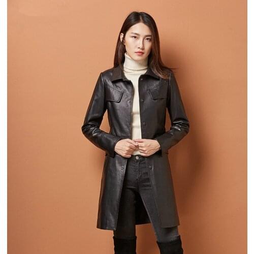 Genuine Sheepskin Coats 4040 Spring Autumn Real Leather Jacket For Women Long Slim Jackets Trench Coat Female ZYZ0633A