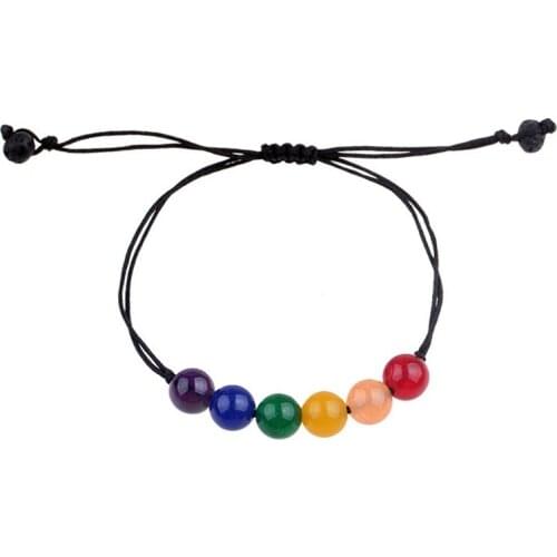 Simple Colored beads Woven Bracelets For Gays Lesbian Adjustable Black Rope Bangles Women Fashion Party Jewelry Braslet Female