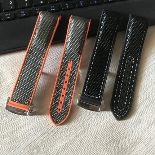 New 20mm 22mm Rubber Silicone back Watch band Nylon Watchband For Omega strap Seamaster 300 Speedmaster 8900 Planet Ocean tools