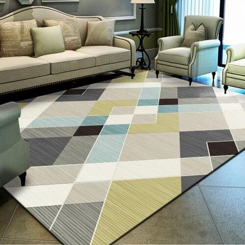 Nordic Geometric Carpet&Rugs For Livingroom Gray White Yellow Black Bedroom Big Area Rugs Sofa Table Chair Anti-Slip Floor Mats