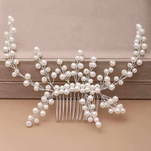 Bridal Tiara Handmade Pearl Hair Comb Wedding Hair Accessories Women Head Jewelry Bridal Hair Comb Wedding Headpiece Ornaments