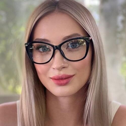 WB607 European American fashion anti-blue light glasses frame personality cat eye flat mirror female TR spring foot full frame