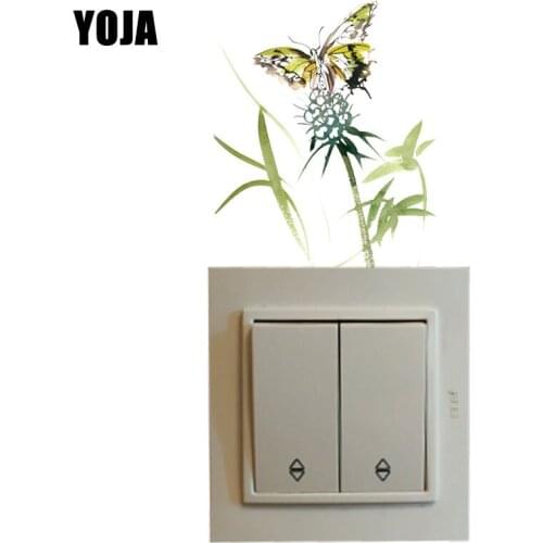 YOJA Yellow Butterfly Watercolor Painting PVC Personalized Good Looking Switch Sticker Decor Wall Decal 8SS0457