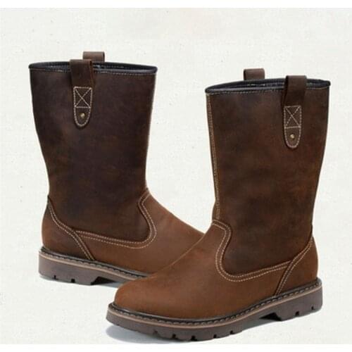 Suede Leather Snow Boots Mens Winter Warm Boots Retro Western Cowboy Boots Men 11#20/10E50