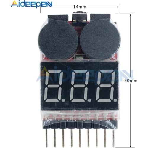 1Pcs 1-8S LED Low Voltage Buzzer Alarm Lipo Battery Voltage Indicator Checker Tester 4-15V