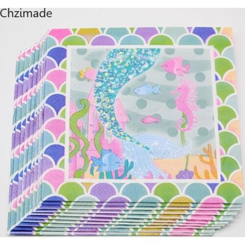 10pcs Mermaid Theme Napkin Paper For Wedding Birthday Party Decoration Home Decor Crafts
