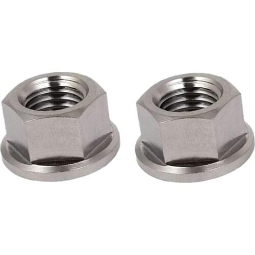 2Pcs M10 x 1.25 mm Non-Slip TC4 Titanium Ti Flanged Nut for Bicycle Motorcycle Screws Screw-Fastener Retail
