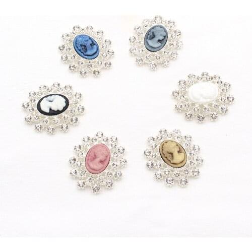 28*25MM10Pcs/Lot Exquisite Resin Embellishment Rhinestone Buttons Garment Sewing Alloy Decoration DIY Scrapbook Decoration Craft