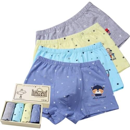 Childrens underwear boys and girls cotton shorts cartoon baby underwear 4 per box