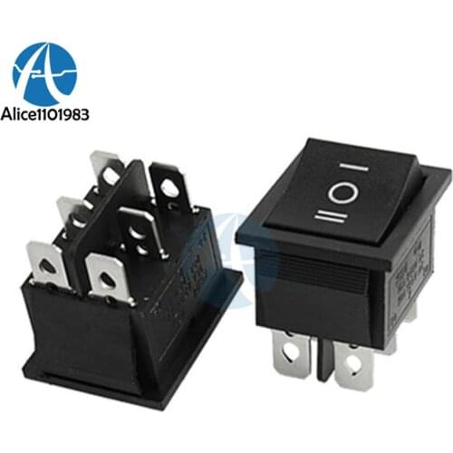 5PCS 6Pin DPDT ON-OFF-ON 3 Position Snap Boatlike Rocker Switch AC 6A 250V 10A 125V ON OFF