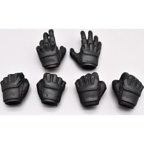6PCS/Set 1/6 Scale HT Black Fisting Hand Types Hand Gloves Models for 12''Figures Bodies Accessories DIY