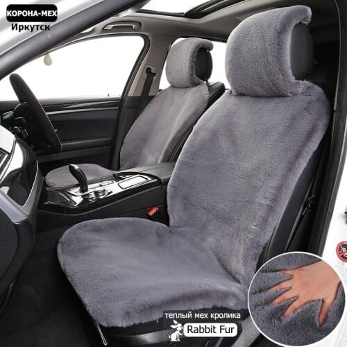 Car Seat Cover KOROHA MEX four seasons artificial rabbit fur car accessories interior 1PC Front Seat Cover for tesla model 3