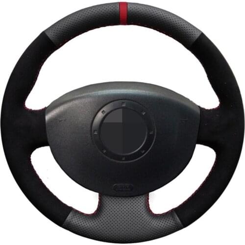 Car Steering Wheel Cover DIY Black Genuine Leather For Renault Megane 2 2003-2008 Scenic 2 2003-2010 Kangoo 2008-2012