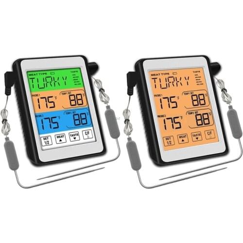 Digital BBQ Thermometer Wireless Kitchen Oven Grill Smoker Meat Thermometer with Probe and Timer Temperature Alarm