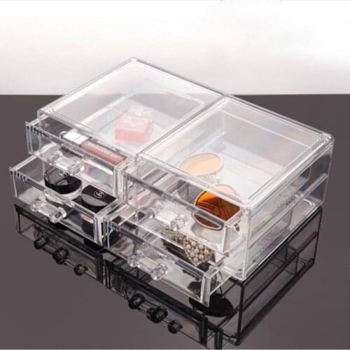 Double Lipstick storage drawer DIY Transparent acrylic storage box Stylish desktop storage box Large cosmetic jewelry organizer