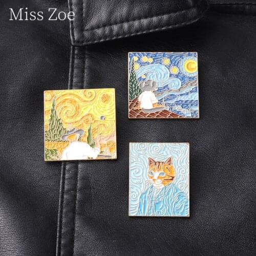 Art Self Portrait Enamel Pin Van Gogh Star Moon Night Brooches Metal Badges Bag Hat Backpack Accessories Gift For Artist Jewelry