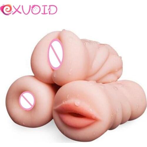 EXVOID Artificial Vagina Mouth Anal Masturbatory Cup Realistic Deep Pussy No Vibrator Oral Sex Toys for Men Male Masturbator