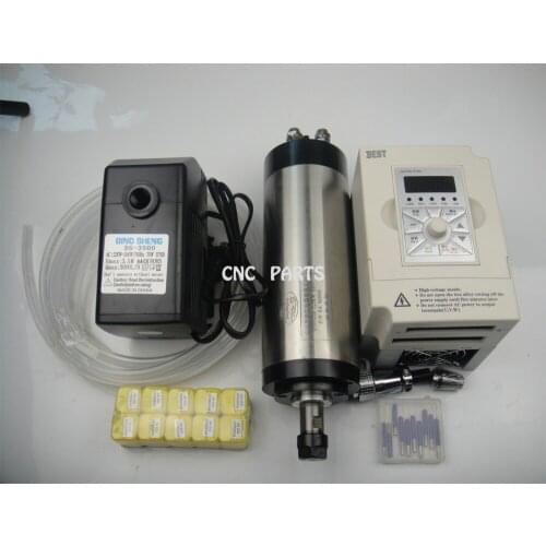 CNC milling spindle ER16 1.5KW water cooling spindle +water pump +10*ER16 + 1.5kw inverter+cnc engraving bits