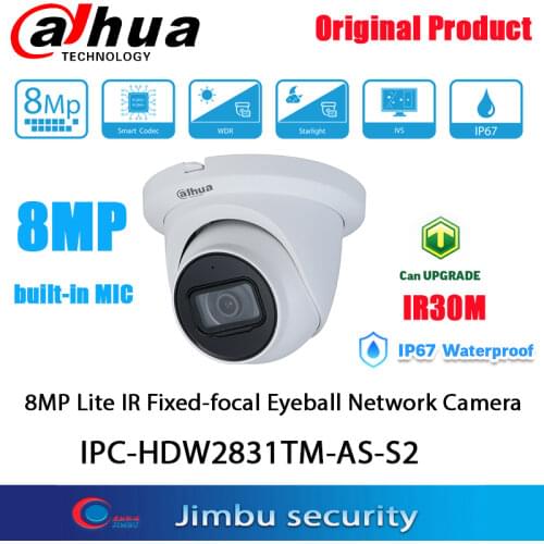 Dahua IPC-HDW2831TM-AS 8MP POE Original model 4k Night Vision Built-in Mic SD Card Slot H.265+ IR30M
