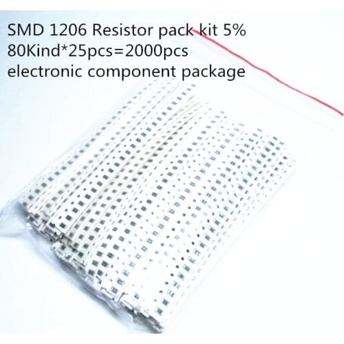 SMD 1206 Resistor pack kit 5% 80Kind*24pcs=1920pcs 10R-910K electronic component package