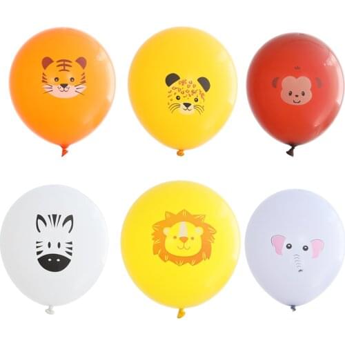 10pcs 12inch Jungle Wild Animal Elephant Lion Tiger Party Latex Balloons Kids Birthday Baby Shower Boy Decorations Supplies New