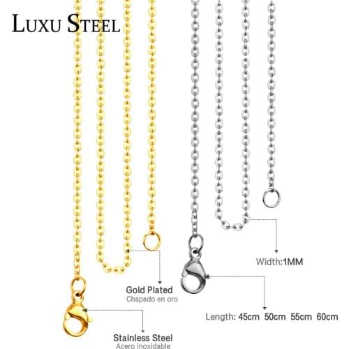 LUXUSTEEL 10pcs/lots Wholesale Jewelry Finding inoxydable 2mm Rolo Link Chains Necklace For Pendants 45cm 50cm 55cm 60cm Female