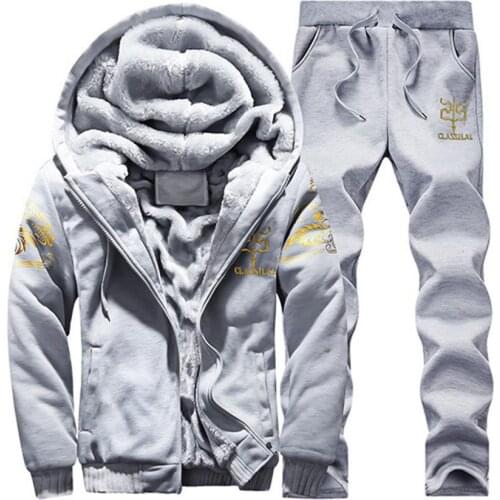 Winter Suit Men Coat Suit Warm Jacket Elastic Waist Coat Suit Thick Plus Size Trousers Suit Sports Mens tracksuit 4XL