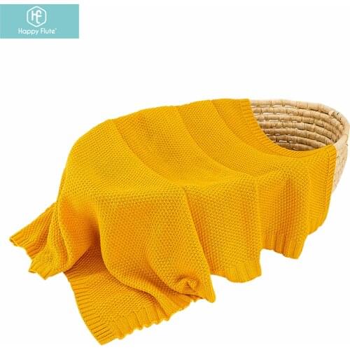 Happy Flute 100% Cotton Baby Blanket Knitted Newborn Swaddle Wrap Blankets Super Soft Toddler Infant Bedding Quilt For Bed Sofa