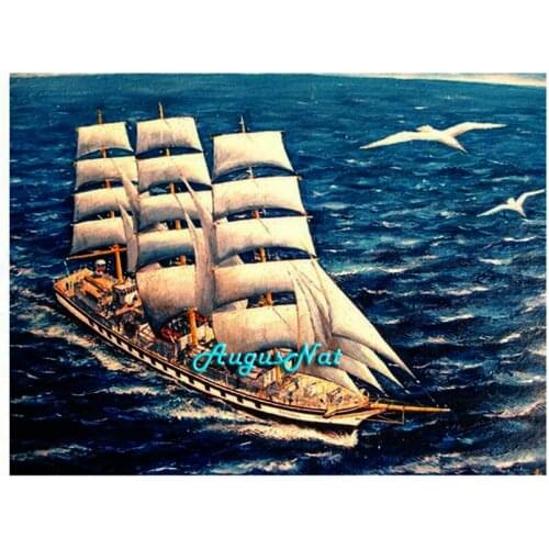 Sailing boat diamond painting full square scenery wall art decor sea crystal rhinestone paint diy diamand dotz kits mosaic craft