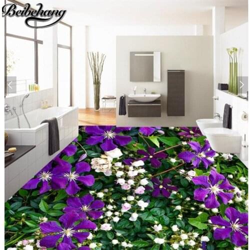 Beibehang Custom flooring stickers self-sticking flowers green plants vivid 3D floor painting background papel de parede