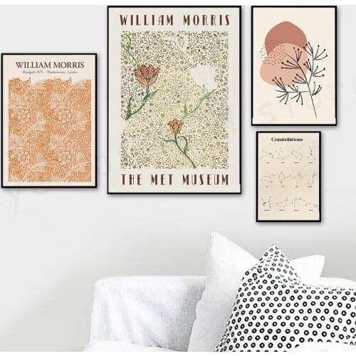 Abstract Retro Flower Poster Line Leaves Canvas Painting Constllations Style Posters and Prints for Living Room Home Decor