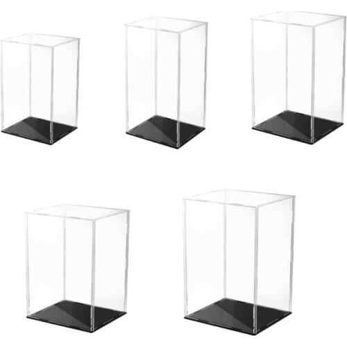 Clear Acrylic Display Case Black Base Dustproof Protection Model Toy Show Box Action Figures Showcase