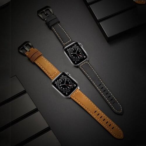 Genuine Leather bands for apple watch strap series 6 5 4 se 44mm 40mm correa for iwatch band 3 42mm 38mm pulseira accessories