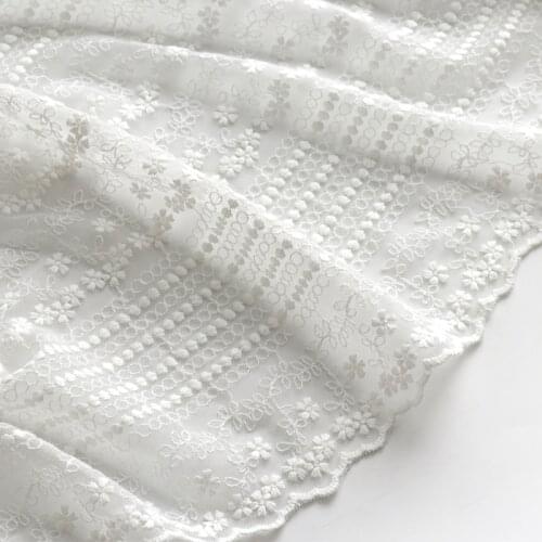 Mesh Fabric White Embroidery Lace Cloth For Dress Wedding Dress Tablecloth Curtain Decoration Soft Yarn