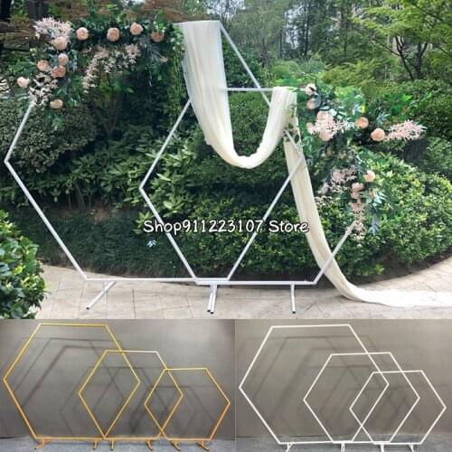 Hexagonal arch wedding diamond wrought Arch Party Decoration Background Wedding Props Single Arch Flower Outdoor Lawn Road Guide