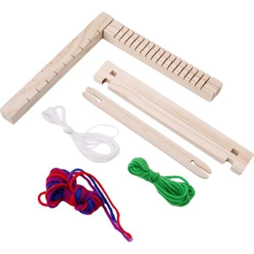 Traditional Wooden Hand Knitting Weaving Loom Toy Set With Accessories Children Craft Box Home DIY Craft Tool